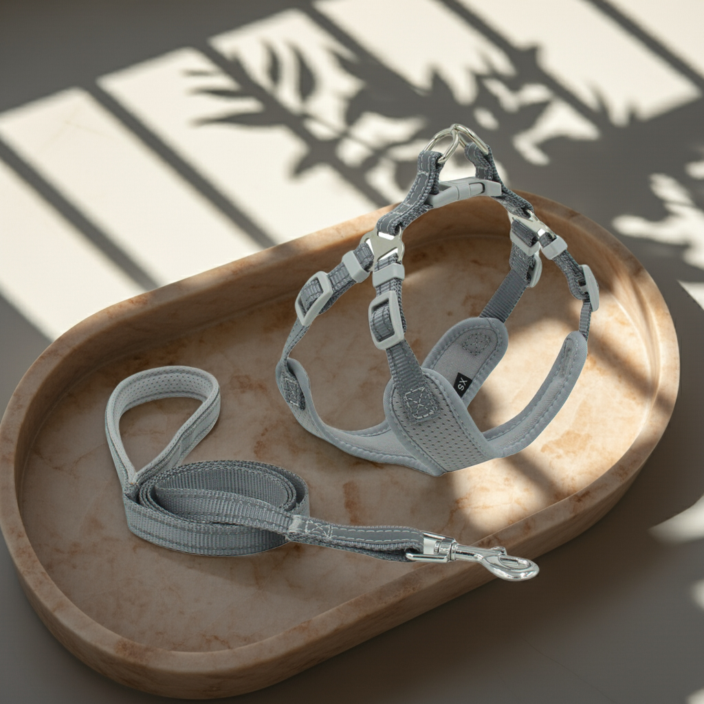 Reflective and breathable mesh dog harness