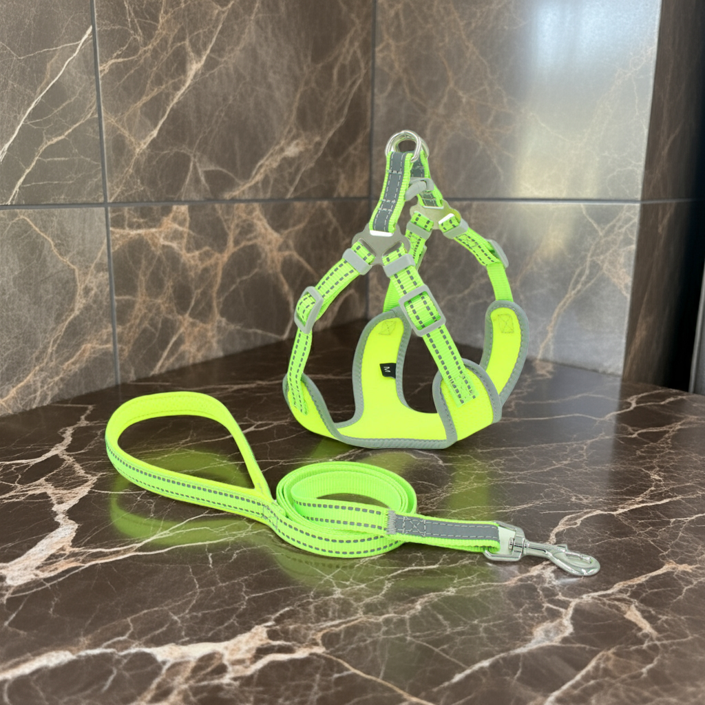 Reflective and breathable mesh dog harness