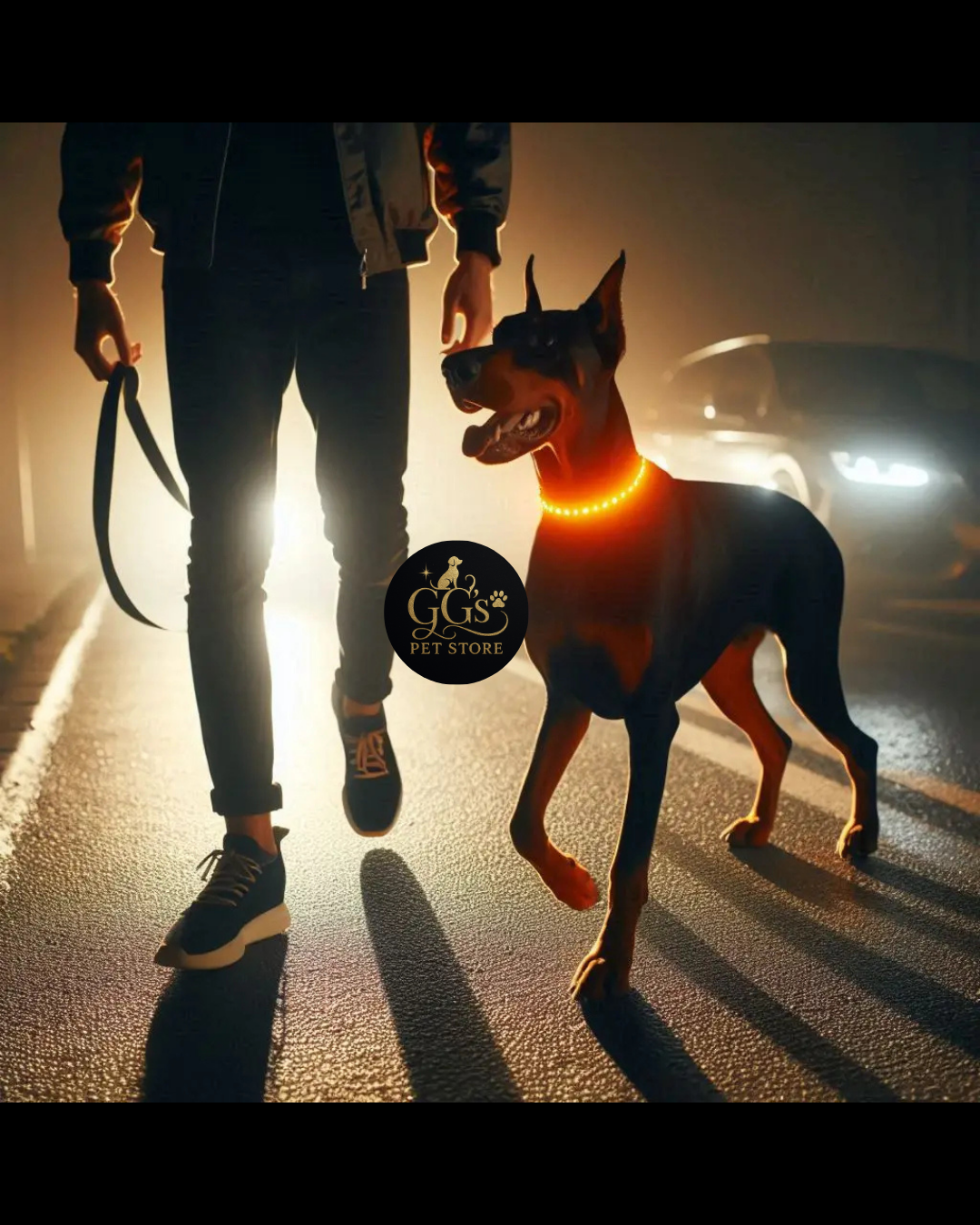 LED Night Safety Dog Collar – Glows in the Dark!